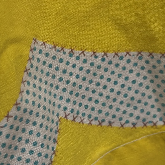 Vintage Apron-Bright Yellow Floral with Mini Polka Dot Print-EUC - Picture 4 of 12